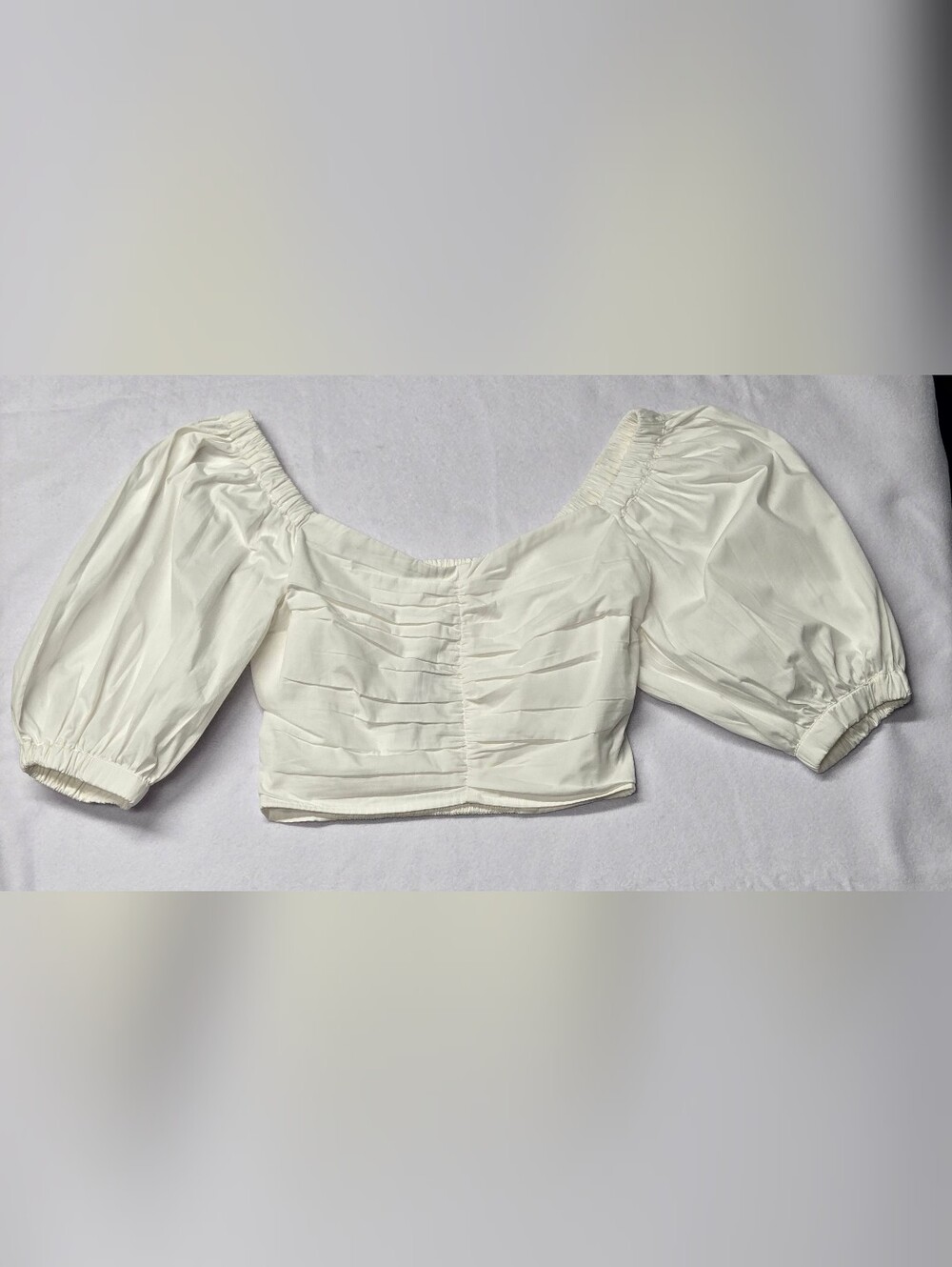 Abercrombie & Fitch XS Bright White Crop Top Smock Off The Shoulder Pleated